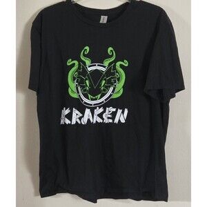 Kraken Black T Shirt Mens‎ Large Green Tentacle Logo Graphic Tee